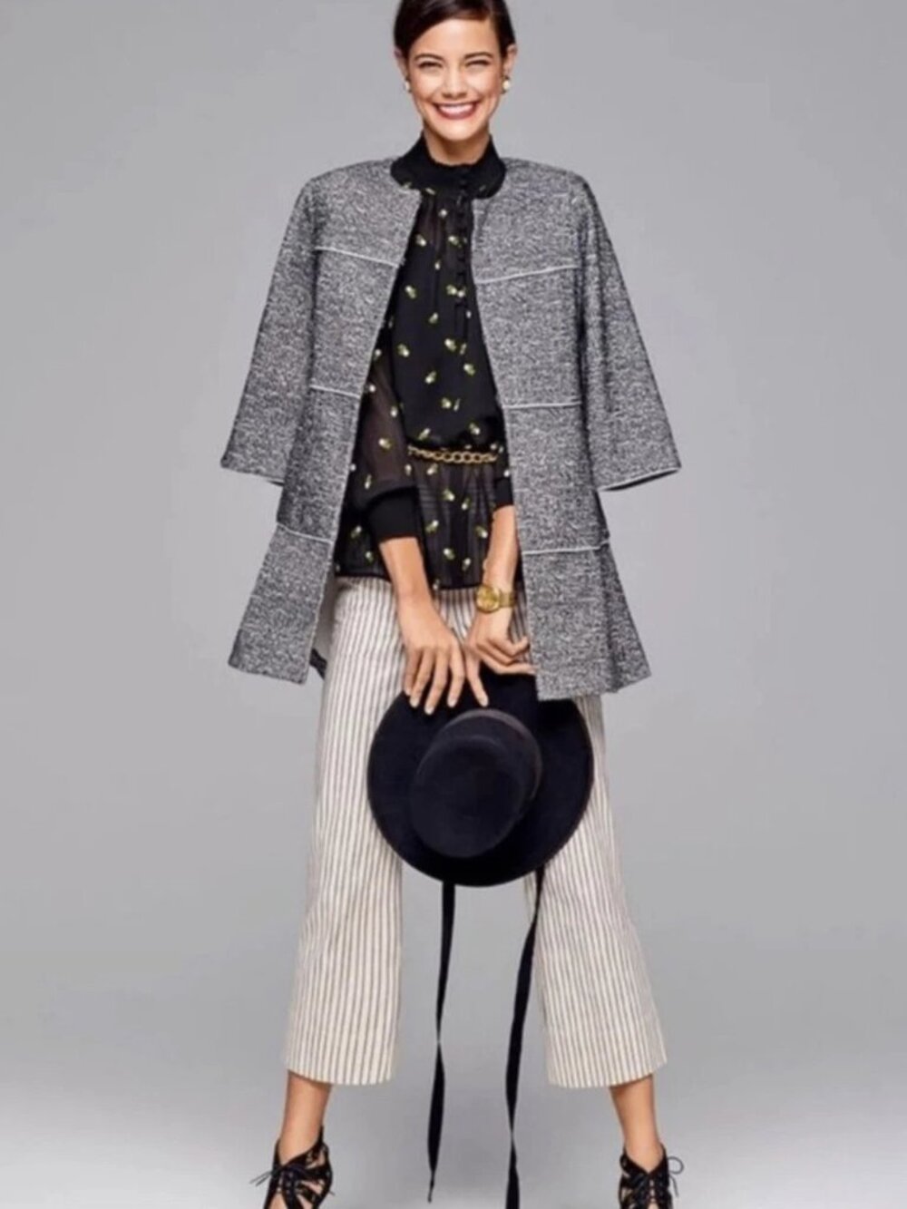 Cabi The Times Tweed Jacket‎ Black & White Women's Size Small Style 5299